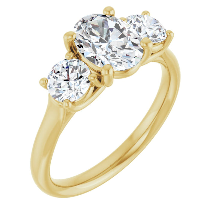 14K Gold 1 1/3-3 1/2 Carat Luxury Lab-Grown Diamond Three-Stone Engagement Ring