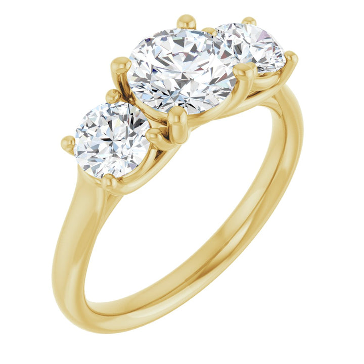 14K Gold 1 1/3-3 1/2 Carat Luxury Lab-Grown Diamond Three-Stone Engagement Ring
