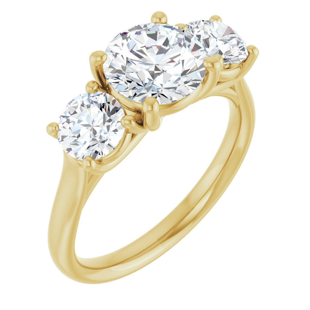 14K Gold 1 1/3-3 1/2 Carat Luxury Lab-Grown Diamond Three-Stone Engagement Ring