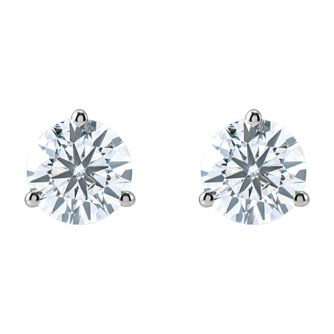 14K Gold 2 Carat Luxury Lab-Grown Diamond 3-Prong Stud Earrings