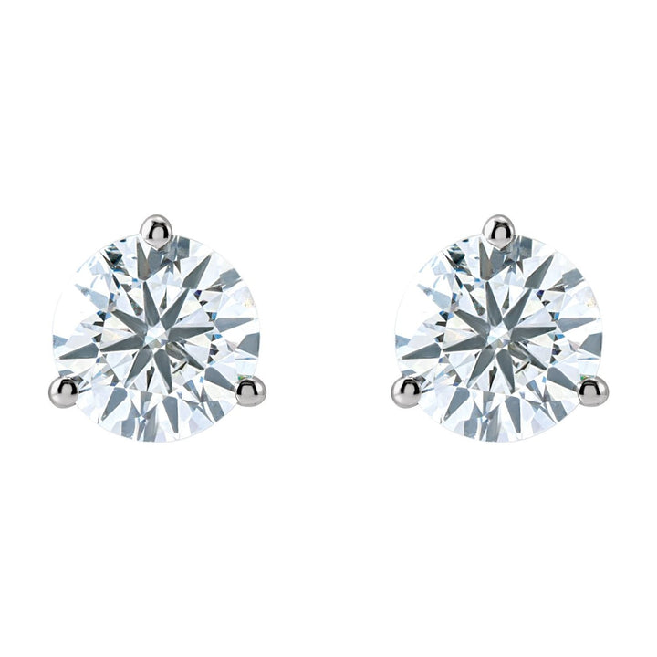 14K Gold 2 Carat Luxury Lab-Grown Diamond 3-Prong Stud Earrings